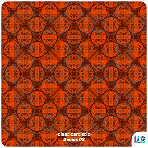 Text - -clasticartistic-, Demos 02, Pattern - Rust discs with grey accents, Corner - V.2 (Pattern Book V.2)