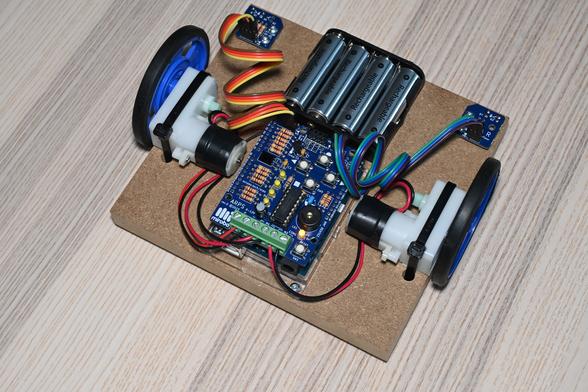 A simple classroom robot controlled by an Arduino UNO and an attached ARPS circuit.