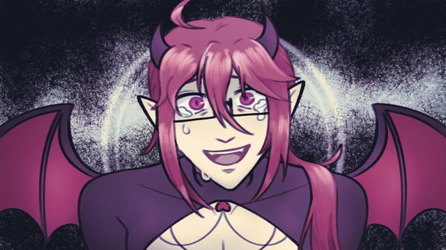 The same composition as before, only now his eyes are wide and smile open in pure despair, as tears stream down his cheeks.