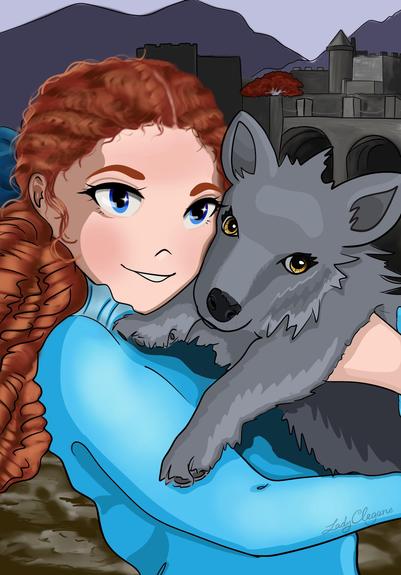 Sansa hugging Lady