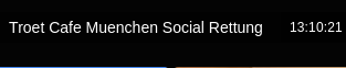 Ein Screenshot vom Timer im Jitsi Meeting welches 13 Stunden, 10 Minuten und 21 Sekunden läuft. Unten sind die Abrisse zweier Bilder zu erkennen die nicht ganz gesehen sind, das wären die Kameras von Martin und Erik gewesen.