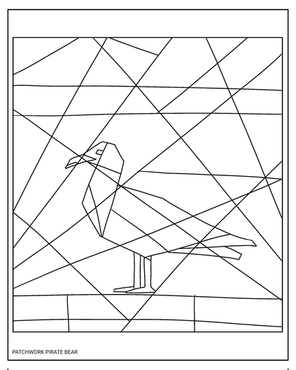 Colouring page of Karl the seagull, created by Patchwork Pirate Bear.