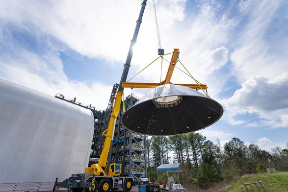 SLS_Payload_Adapter_Moved_for_Testing_at_NASA_Marshall_photo_3_(PLA_PAF_EDU_Move_to_4697_West_Test_Area_11).jpg