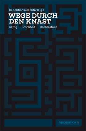 Buchcover in schwarz mit irrgartenähnlichem Muster in dunkelblau