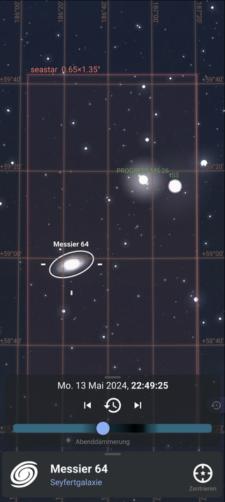 Sternkarte Umgebung von M64