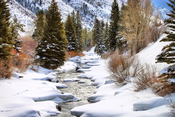 photo - Colorado stream in high area, with snow