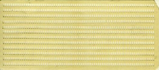 Fortran punch card configured as “lace”, meaning every hole is punched. If this card were slipped into someone’s stack, it would destroy the run.