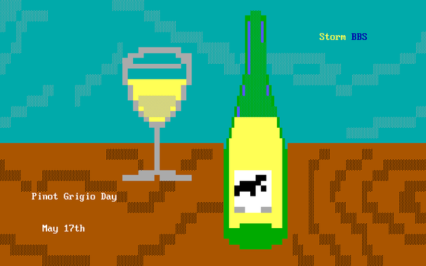 A yellow-labelled green bottle sits on an oddly familiar wooden table outside next to a full glass of the white wine it contains.