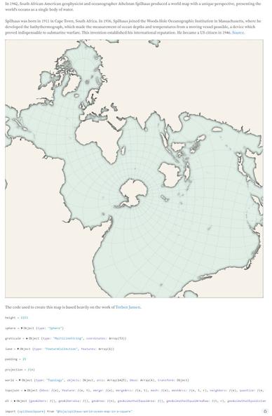 map and code screen shot - spilhaus projection