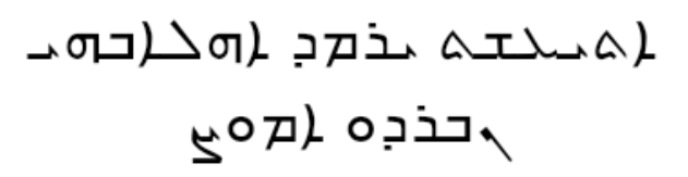 Syriac text mangled, seemingly reading something like:
ܐܬܝܥܫܬ ܝܪܡ ܕ ܐܗܠܐܒܗܝ
ܢ ܒܪܕܘ ܐܡ ܘܨ