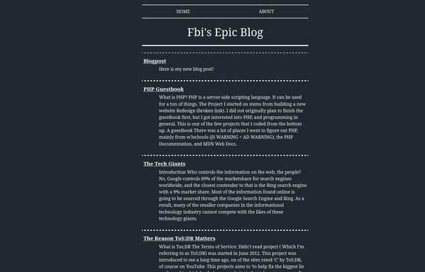My hugo site (https://fbievan.live) imported into a readable.css theme