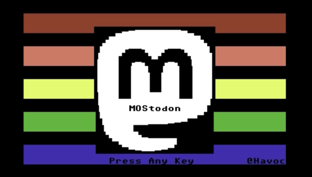 Schermata di MOStodon su commodore 64