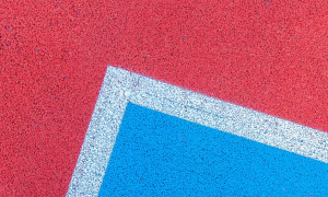 Line markings at the corner of a sports field.