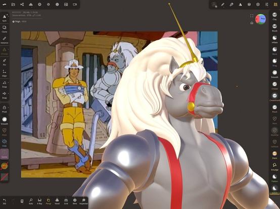 a screenshot of Nomad Sculpt of a WIP model of Thirty Thirty from Bravestarr