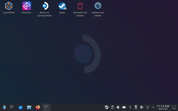 Plasma 5 Desktop on the Steam Deck, showing the desktop