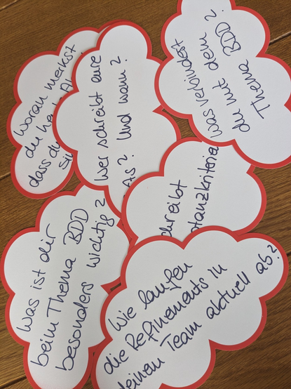 Moderationswolken zum Workshop Behavior Driven Development