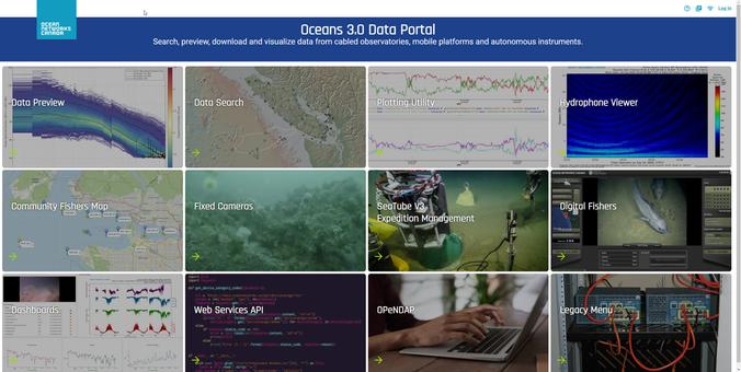 screen shot - Ocean Networks Canada (ONC) data portal home page