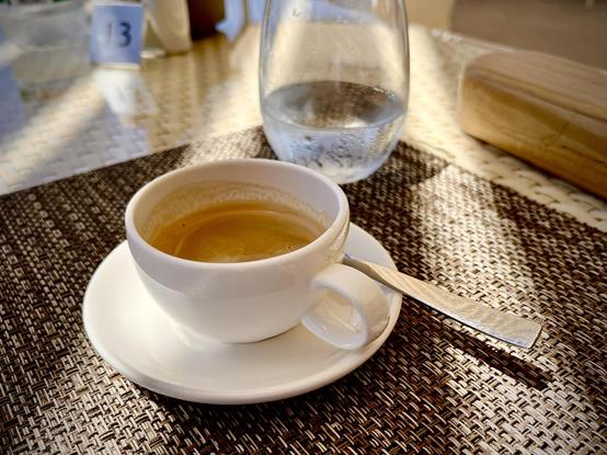 Decent Espresso at the Knossos Royal beach bar.