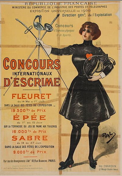 Affiche des concours internationaux d’escrime, Exposition universelle de 1900. Archives nationales, cote CP/F/12/4277