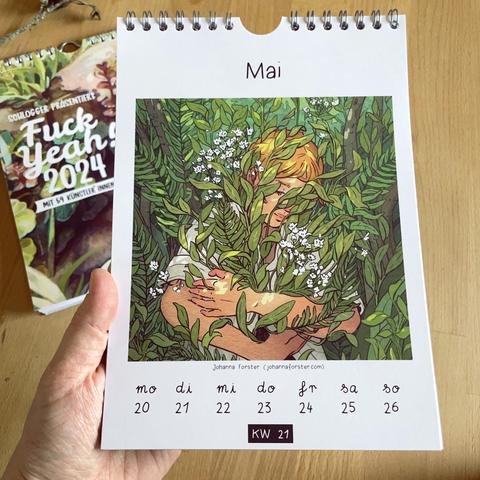 the illustration "I hold you and you grow" in the "Fuck Yeah" art calendar 2024