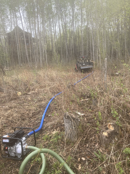 Pump pushing water up the hill to the house