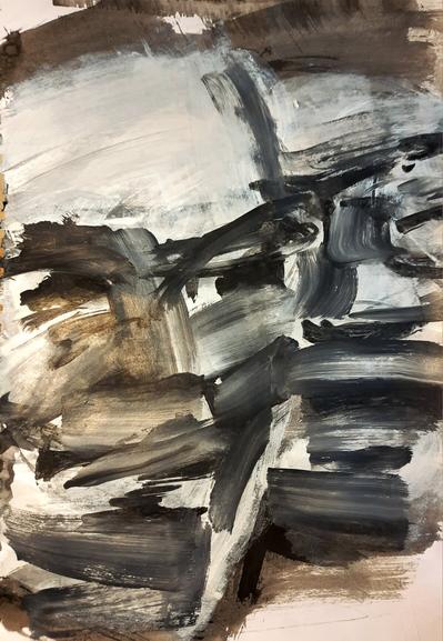 Two overlapping faces,  smiling