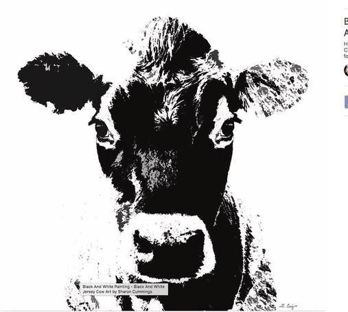 Black and white Jersey cow from a photo by artist Sharon Cummings.