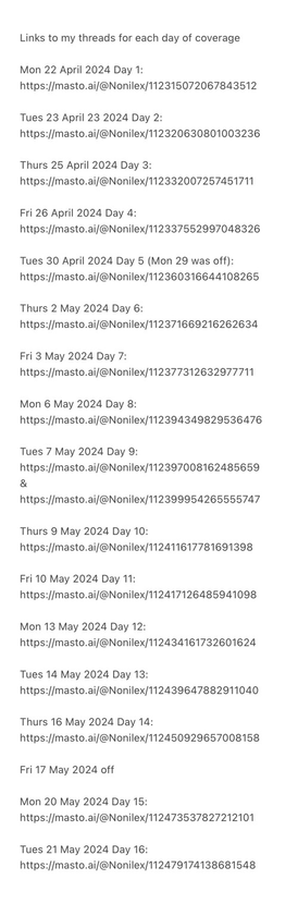 links to my threads for each day of coverage starting w/opening statements & then testimony