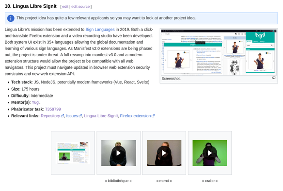 Impression d'écran : descriptif du projet Lingualibre web extension Google Summer of Code 2024.