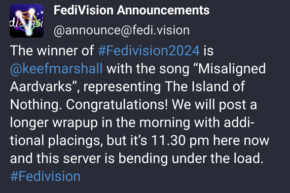Announcement of winner