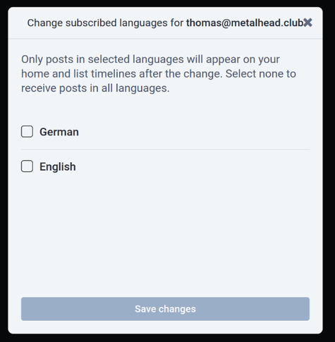 In the pop up dialog, select all languages  that you want to subscribe to.