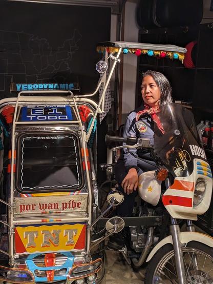 Rachel Lastimosa in the driver's seat of TNT Traysikel
