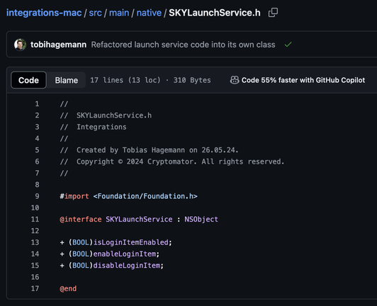 //
//  SKYLaunchService.h
//  Integrations
//
//  Created by Tobias Hagemann on 26.05.24.
//  Copyright © 2024 Cryptomator. All rights reserved.
//

#import <Foundation/Foundation.h>

@interface SKYLaunchService : NSObject

+ (BOOL)isLoginItemEnabled;
+ (BOOL)enableLoginItem;
+ (BOOL)disableLoginItem;

@end