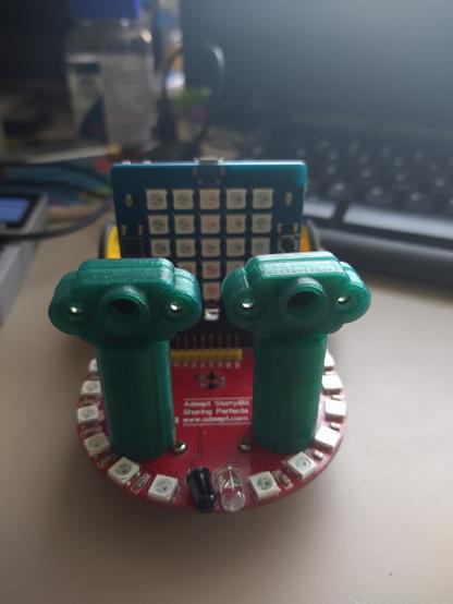ESP32 based BPI Bit on a Starry Bit robot chassis with VL53L0X TOF Sensors running Neural Net software