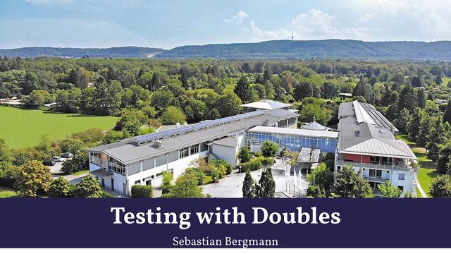 Screenshot of title slide of "Testing with Doubles" presentations