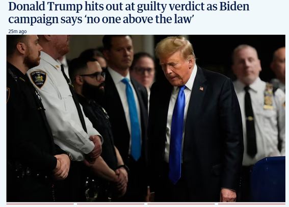 Donald Trump hits out at guilty verdict as Biden campaign says ‘no one above the law’