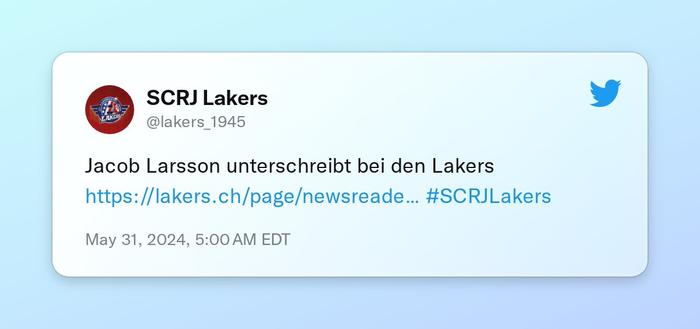 Jacob Larsson unterschreibt bei den Lakers https://t.co/kQqXWkbz72 #SCRJLakers