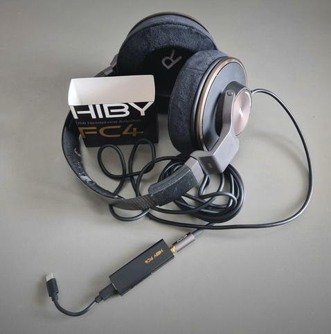 AKG K550 headphones with a Hiby FC4 DAC.