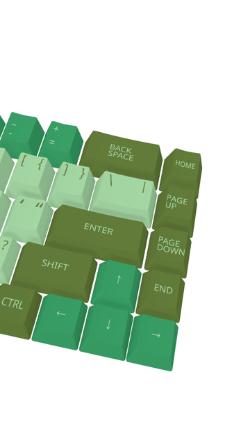 A close up shot of a green keyboard.