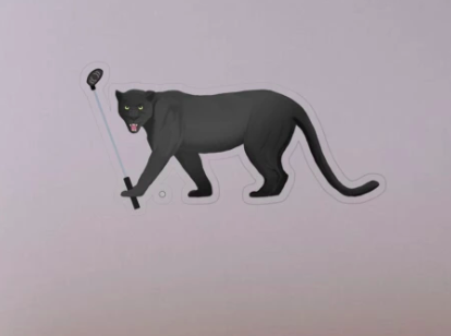 Our black panther mascot is playing golf!