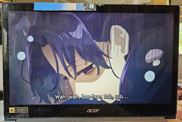 Lord Jinshi wallowing in his misery to the point fungus is growing on him.
Subtitle "Wah, wah, boo-hoo, sob, sob...: