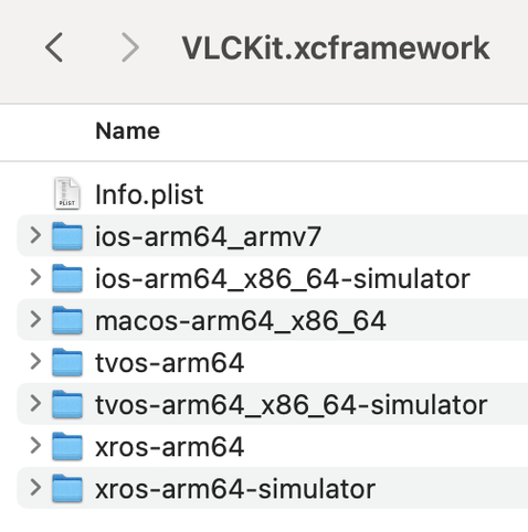 Framework bundle showing all supported platforms
