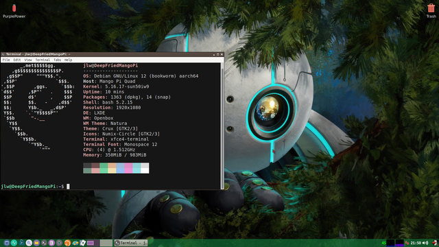 Desktop screenshot set -up with LXDE running Debian on a Mango Pi Quad SBS