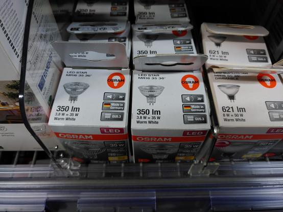 Verkpackungen von OSRAM LEDs mit Aufschrift "Made in Germany"