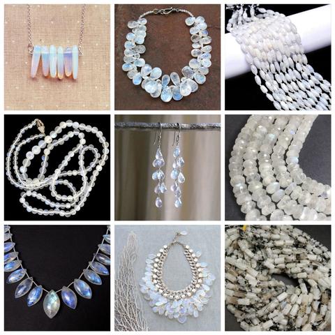 Sunday Beady Eye Candy ~ Moonstone Bead Jewellery 
from a selection pinned with provenance to our Sweepings board on Pinterest
