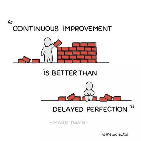 CONTINUOUS iMPROVEMENT
iS BETTER THAN
DELAYED PERFECTION a
- MARK TWAIN-
@melodie_tld