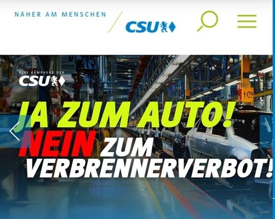 image/jpeg
CSU-Sharepic mit der Aufschrift:
JA ZUM AUTO! NEIN ZUM VERBRENNERVERBOT!