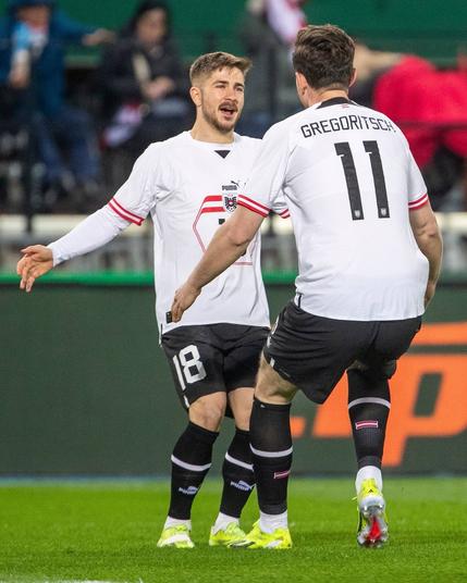 Schmid und Gregoritsch jubeln im Dress der ÖFB-Elf.