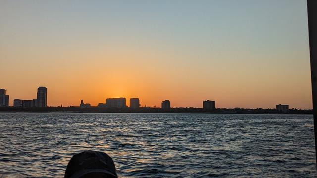 Sunset over St Petersburg from Tampa Bay