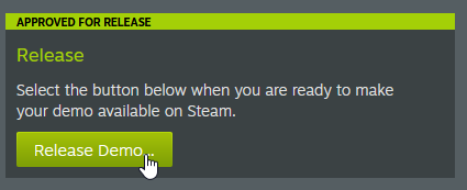 A green button that reads "Release Demo"